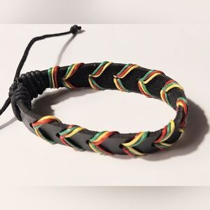 Men's bracelet leather braided rainbow new d57